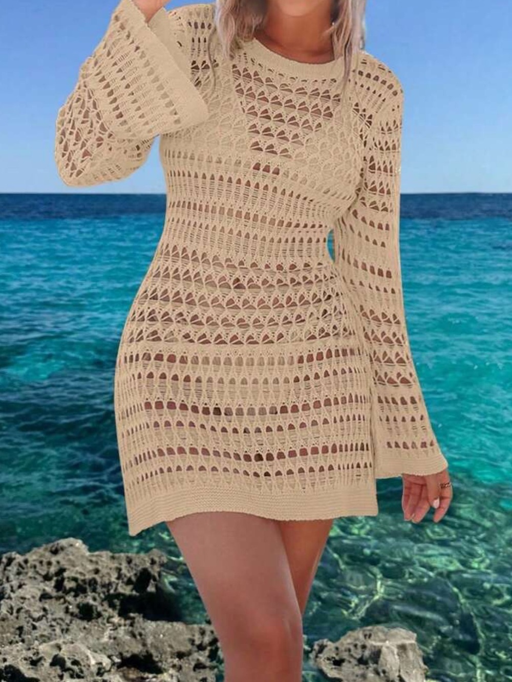 Beige Knit Cover Up